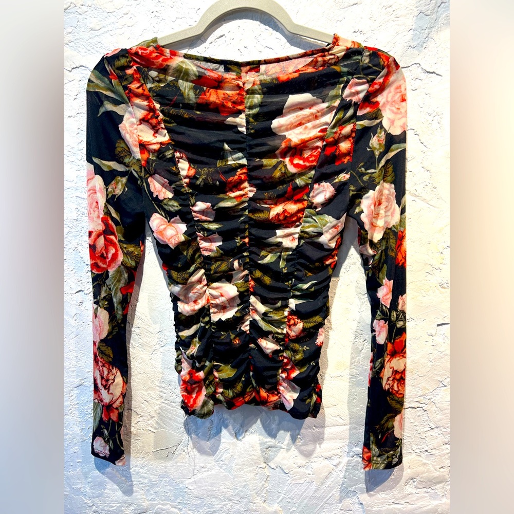 Floral print women’s medium mesh/nylon shirt